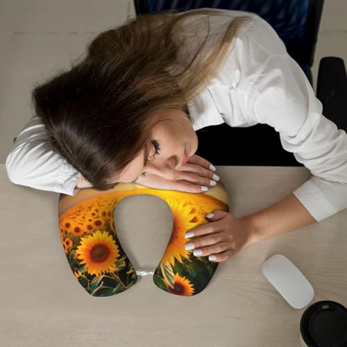 Almohada de viaje con diseño de girasoles, talla única miniatura 7