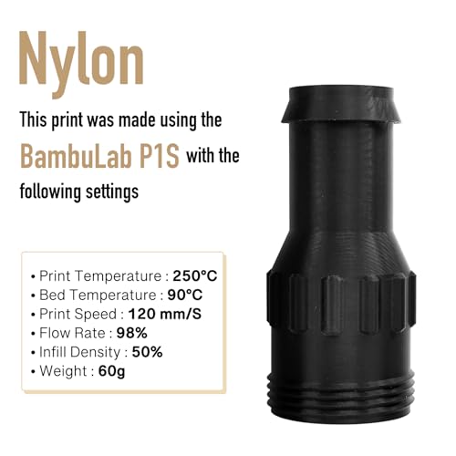 yxpolyer Nylon Filament PA6 1,75 mm 3D-Druck-Filament 1 kg Schwarz, mit hitzebeständiger, formstabiler, transparenter PC-Spule, AMS-kompatibel – Bild 6