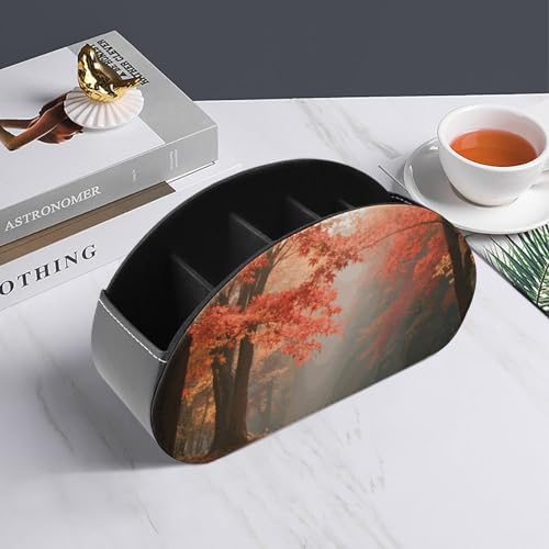 Support de télécommande en cuir motif forêt d'érable pour un bureau élégant