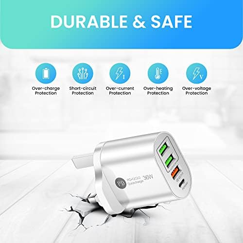 ELONSEY USB C 36W PD Wall Charger, 3.0 Quick Charging Multi-Port Power Adapter Compatible with iPhon 14/14 Pro Max/13 Pro/13 mini/12/11, New iPd 9, iPd mini 6, Glaxy S20 - White