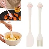 Shnmersy ベーキングツール シリコーン製 スパチュラ/料理ブラシ 耐熱 長いハンドル 愛らしい肉球柄 油ブラシ ゴムベラ シリコン塗り料理用 調味料ハケ 調理器具 製菓道具 BBQ ベーキング用 食器洗い機対応
