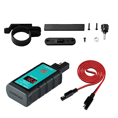 Happyyami 1Set Fast Charger with Button Switch and Voltmeter for Motorcycle Power Outlet Dual SAE Cable Efficient Charging Adapter for Smartphones and Devices