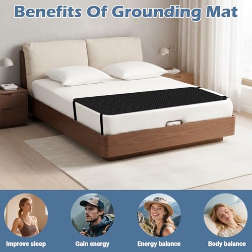 Image of Grounding Mat for Bed, Grounding Pad for Sleeping, Grounding Mattress with Grounding Wire, Grounding Sheets Earth Connected Grounded Pad for Better Sleeping, Balance, 27x78Inch