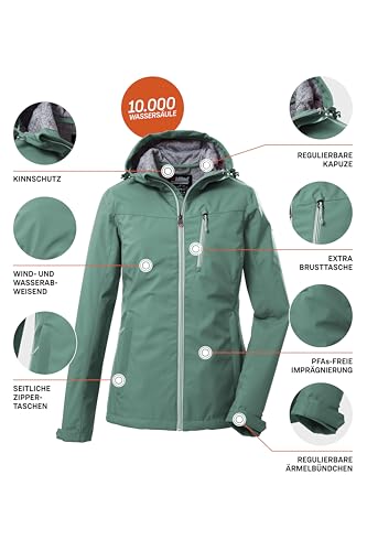 Killtec Damen Softshelljacke/Outdoorjacke mit Kapuze KOS 89 WMN SFTSHLL JCKT; pistazie, 46, 39138-000