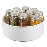 mDesign Soporte para especias con base giratoria – Práctico especiero para los armarios de la cocina – Plato giratorio de plástico para condimentos, latas etc. – blanco
