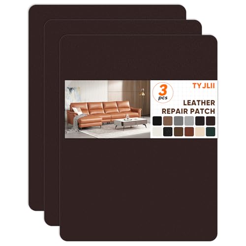 TYJLII Leather Repair Patch Self Adhesive,8.3″ x 11″ Vinyl Patch Kit,Leather Repair Kit for Furniture,Car Seat,Couch,Office Chair.（Dark Brown）
