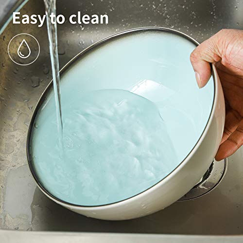 Dus Salad Soup Ramen Scratch Resistance Bowl,54 Oz Large Round Ceramic Cereal Pasta Serving Bowl Sets,Big Porcelain Microwavable Bowls For Eating Set Of 2,Outstanding Color And Durable (Sky Blue) #TOP3