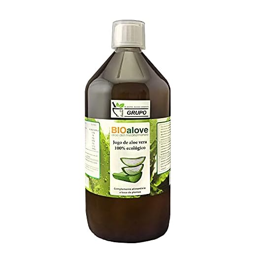 1 litro de puro Jugo de Aloe Vera. 100% ecológico. Producido y cultivado en Aspe (Alicante - España). Bioalove del Grupo La Boticaria (Mundoreishi)