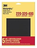 Lixa 3M Wetordry, 22,8 x 28 cm, gramaturas sortidas, 5 folhas/pacote