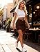 Bridesmay Cargo Skirt for Women Stretchy Y2K Bodycon Denim Mini Skirts with Pockets Brown M