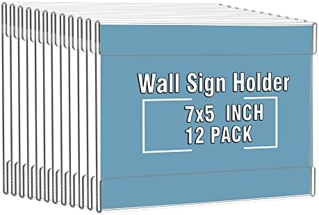 Dingelex Acrylic 5x7 Horizontal Sign Holder Wall Mount,Clear Door Sign Holder Hanging Plastic Document Holder,Acrylic Wall Frame Plastic Wall Holders for Paper,12 Pack,No Drilling, Landscape