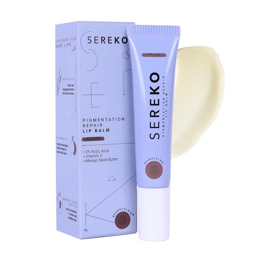 SEREKO Pigmentation Repair Lip Balm for Dark Lips With Kojic Acid, Vitamin C & Mango Seed Butter | Brightens Dark & Discoloration Lips, 24H Hydration, Lock Moisture | For Women & Men | Affogato – 8gm