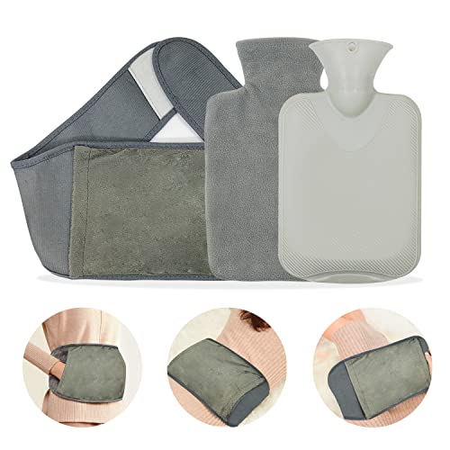 Wärmflasche mit weichem Bezug und Hüfttasche -1L Large- Klassische Wärmetasche für Schmerzlinderung, Nacken und Schultern, Fußwärmer, Menstruationsbeschwerden Cover