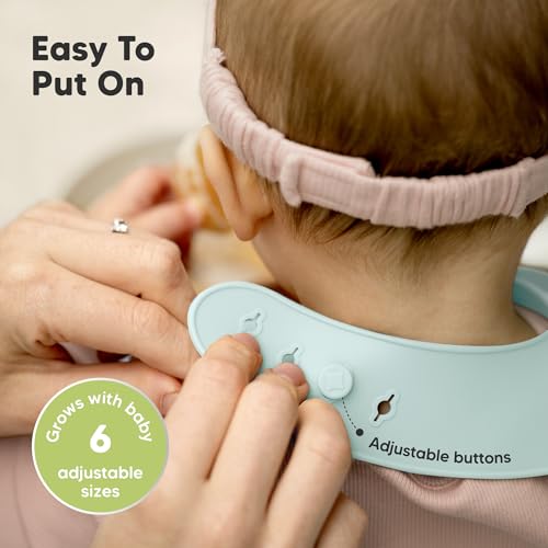 Image of KeaBabies 2-Pack Silicone Bibs for Babies, Toddlers Girl, Boy (Amaze) | Sturdy Food-Grade Baby Bibs for Eating, Large Food Catcher, Easy Clean & Put On, Waterproof Baby Feeding Essentials, BPA-Free
