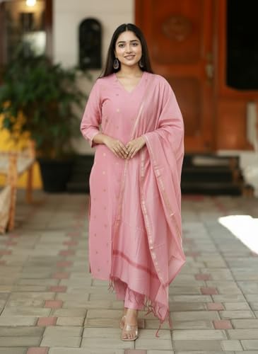 Image of GoSriKi Viscose Printed Kurta for Women | Kurti Set Woman | Kurta with Pant & Dupatta | Straight Ethnic Suit | Indian Outfit Ladies Dress Stylish Traditional Clothing Party Office Fashion Look Style