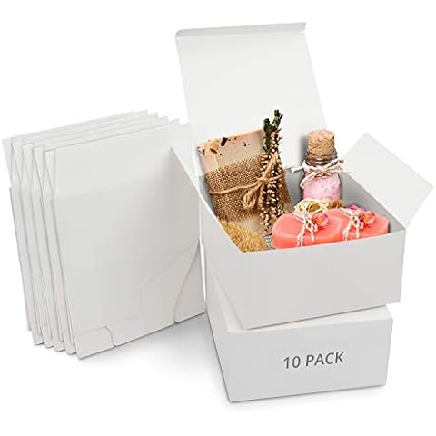 Belle Vous 10 Pack White Kraft Gift Boxes Cover