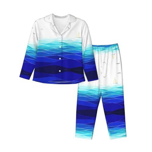 Pyjama boutonné manches longues femme avec poches pour un confort nocturne sans irritation