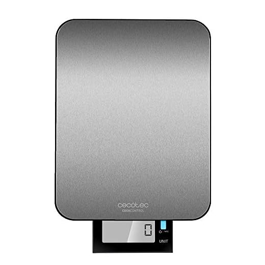 Cecotec Báscula de Cocina Digital Cook Control 9000 Waterproof, Alta Precisión, Acero Inoxidable, Resistente al Agua, Pantalla LCD Retroiluminada Extragrande y Extraíble, Capacidad Máxima 10 Kg