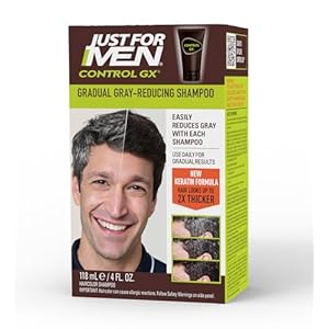Just for Men Control GX Grey Reducing Shampoo, Gradual Hair Color with Keratin for Stronger Thicker and Healthier Looking Hair, 4 Fl Oz – Pack of 1 (Packaging May Vary)