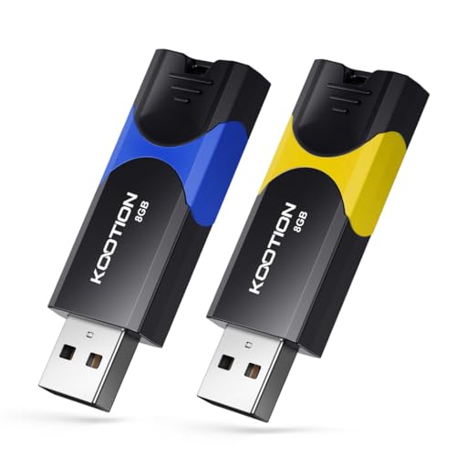 8 GB USB 2.0 Stick 2-Pack, KOOTION USB Memory Flash Drive USB 2.0 Stick 8 GB Thumb Drive USB Drive with LED Indicator for Data Storage Jump Drive (2Pack Mixcolor)
