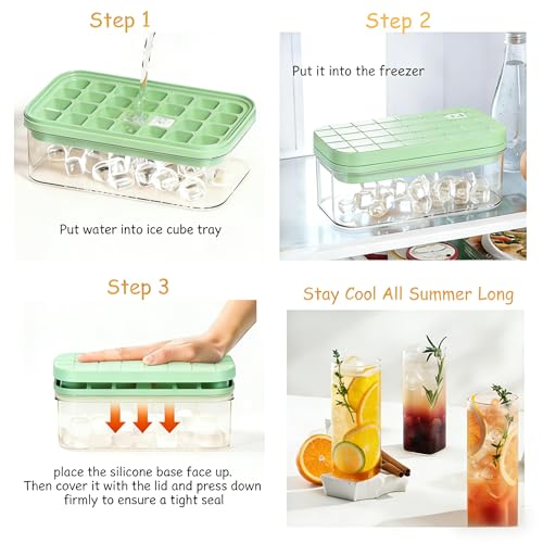 Silicone Ice Cube Tray with Lid and Bin, Ice Cube Maker, Ice Tray by AUZUX - Used condition - Image 4