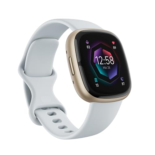 Fitbit - smartwatch y pulseras fitness 18 Fitbit Sense 2, Blue Mist/Soft Gold Smartwatch, Unisex-Adult, One Size
