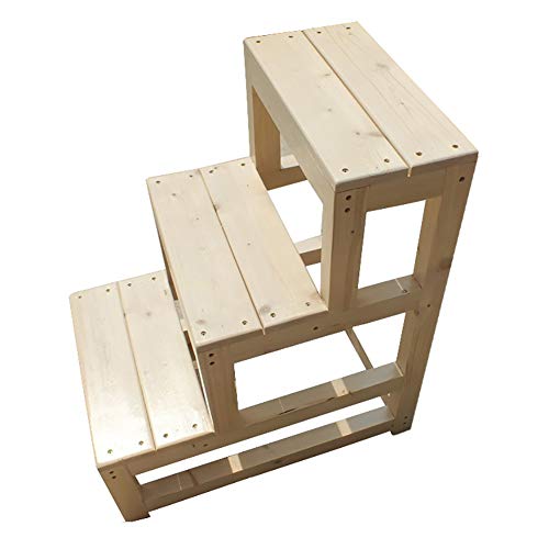 Preisvergleich Produktbild ZCJB Treppenhocker 3-Stufen Bibliotheksleiter Stuhl Holz Schlafzimmer Trittleiter, Anti-Rutsch-Fußstütze For Den Oldman-Schrank, 70 Cm Hoch Tritthocker (Size : 40×60×70cm)