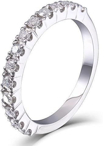 DovEggs 0.4CTW HI 2.26mm Width Moissanite Lab Created Diamond Half Eternity Wedding Band Sterling Silver for Women (5.5)