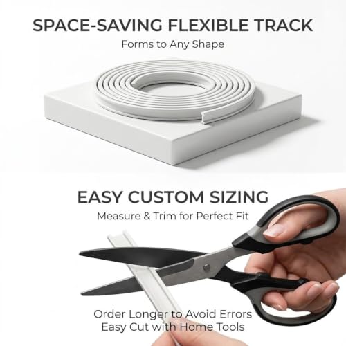 Flexible Bendable Curtain Track, Heavy Duty Ceiling Curved Curtain Track for Straight and Bay Window Rail, Room Divider Curtain Rail and Fittings, Top or Face Fix, Easily Cut(White,13ft/4m) - Image 8