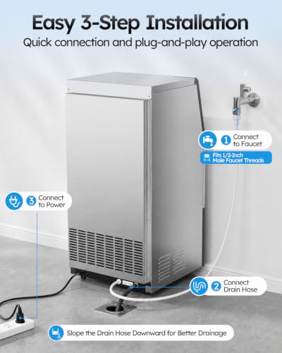 Image of Mojgar Commercial Ice Maker Machine, 100lbs /24H with 18-33lbs Ice Storage