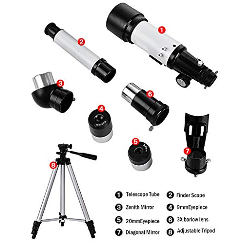 Telescopio portátil YXCKG refractor 70mm con trípode y visor miniatura 6