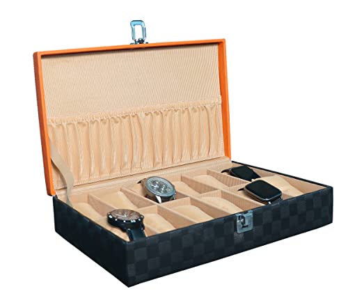 STORESHINE Checked Unisex Black 12 Slot Watch Box Case For 8 Watches (WITHOUT WATCHES) (B0BQ8GCSW2) Amazon Price History, Amazon Price Tracker