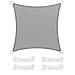 Produktbild SONGMICS Sonnensegel 3 x 3 m, Sonnenschutz aus HDPE-Gewebe, luftdurchlässig, wasserdurchlässig, für Terrasse, Garten, Balkon, Camping, quadratisch, konkav, 2 m Seile, hellgrau GSS33QY