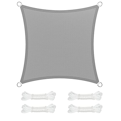 SONGMICS Voile d’Ombrage 2 x 2 m, Protection Solaire en Tissu HDPE, Respirant, Perméable à l’Eau, pour Terrasse, Jardin, Balcon, Camping, Carré,...