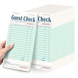 ZPARIK 20 Pack/1000 Tickets Guest Checks Books for Servers, Green Server Books for Waitress, Server Note Pads for Restaurants