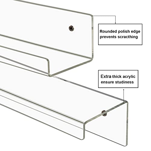 Dezzer Acrylic Floating Shelves, 6 Pack 15" Invisible Shelf Wall Ledge Bookshelf Bedroom Bathroom Kitchen Shelves Book Toys Funko Pop Figures Display Shelves, Clear #TOP3