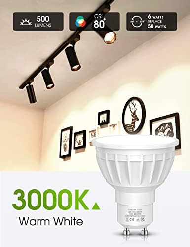GU10 LED Bulbs Warm White 3000K, LEHASI 6W LED Spotlight 50W Halogen Equivalent, 500LM Energy Saving Light Bulbs, 120° Beam Angle, Non Dimmable, Pack of 10