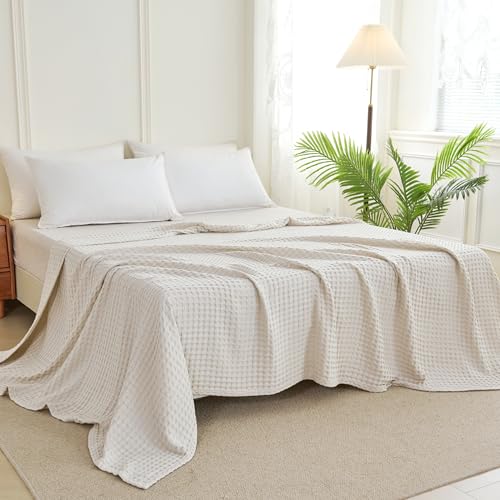 10 Best Bamboo Throw Blankets That Add Luxury to Any Space 7 Aganear Lightweight Waffle Blanket for Hot Sleepers