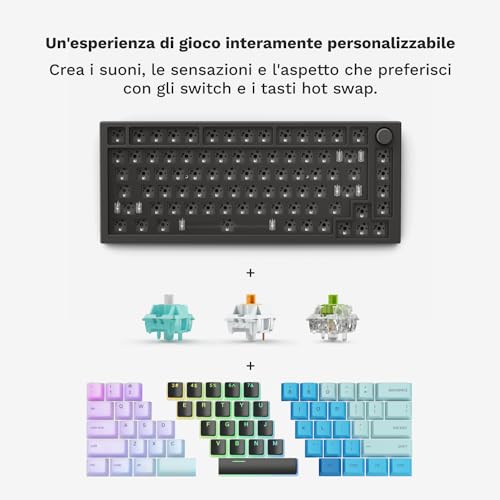 Gaming GMMK PRO 75% - Tastiera da gaming mecc.a modulare, TKL, struttura da 1,5 kg, personalizzabile, cavo a spirale, poggiapolsi, tasti in PBT bianchi, RGB, layout QWERTZ tedesco - Nero - Tastiera gaming - Immagine 2