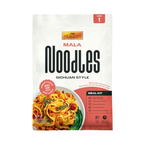 Lee Kum Kee Mala Noodle Kit 112 g (Pack of 1) – Sichuan Mala Knife-cut Noodles with Chilli Oil & Seasoned Soy Sauce, Ready in 5 Minutes, Serves 1