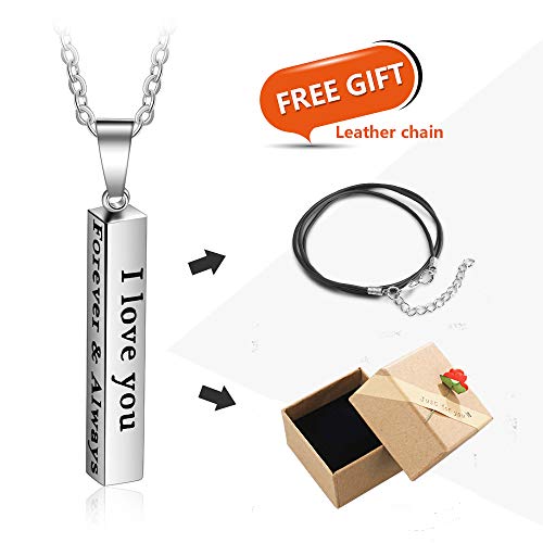 Love Jewelry Personalized Couple Stainless Steel Necklace Engraved Initial Name Vertical Bar Pendant Necklace Gifts for Boyfriend2