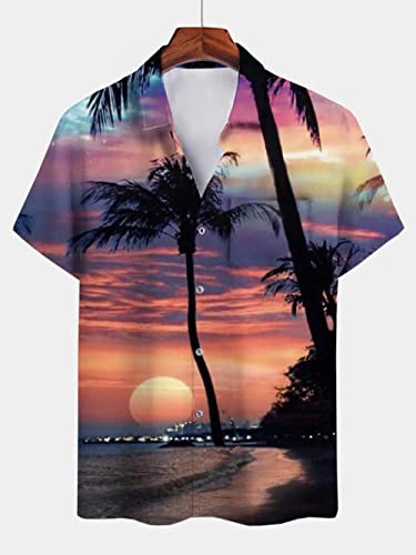 Chemise hawaïenne pour hommes manches courtes boutonné plage
