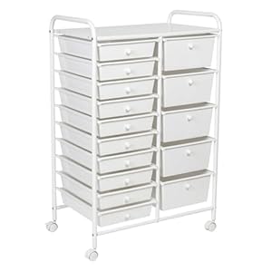 Honey Can Do 15-Drawer Metal Rolling Storage Cart, White CRT-09106 White