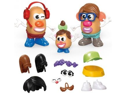 cavernedesjouets Coffret Famille patate 44 pièces pour créer 3 Personnages Potato - Monsieur, Madame, Bebe - Set Jouet Enfant 2 Ans et 1 Carte