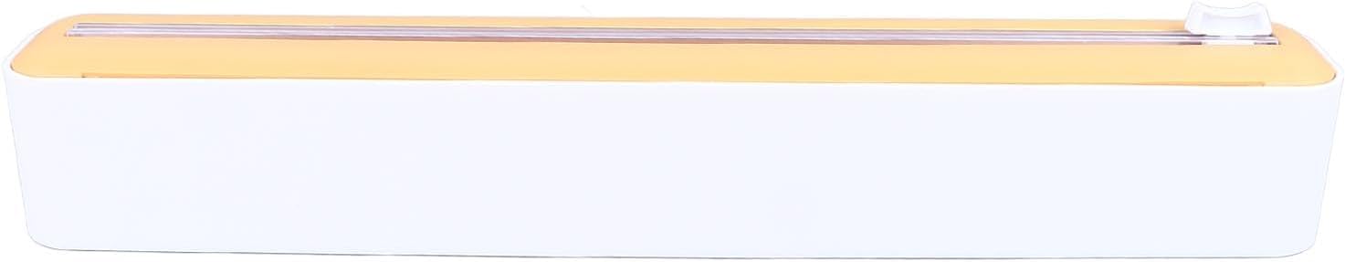 AYNEFY Refillable Plastic Wrap Dispenser With, Dispensador De Film Transparen 3 In 1, Dispensador De Film Transparen With, 3 In 1 For Kitchen Storage, Holder, 250' Of Cling Film (White Yellow)