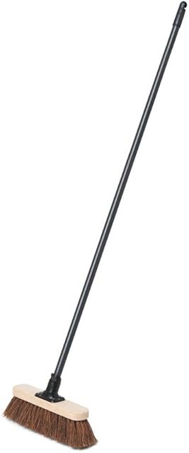 Addis 513883 Essentials Wooden Outdoor Complete Broom with Metal handle, Stiff Natural Bassine Bristles, 27.5cm (10.3/4") head, Natural/Black