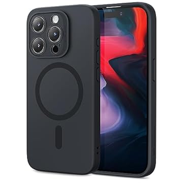 ESR para iPhone 15 Pro Max com MagSafe capa, suporta carregamento magnético, capa fina de silicone líquido, absorção de choque, proteção de tela e câmera, série Cloud, Azul escuro