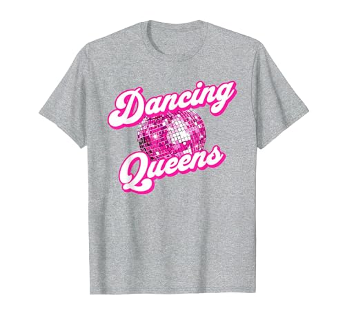 Image of Dancing Queens Bachelorette Pride Party 70s Matching Group T-Shirt, Men, Heather Grey, Small