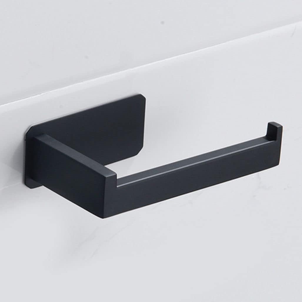 Towel Hanger/Roll Paper Rack, 304 Stainless Steel Wall Mount Bathroom Towel Holder, Hand Towel Bar - No Drilling Self Adhesive Hand Towel Holder, Towel Holder for Kitchen Bathroom (Black)
