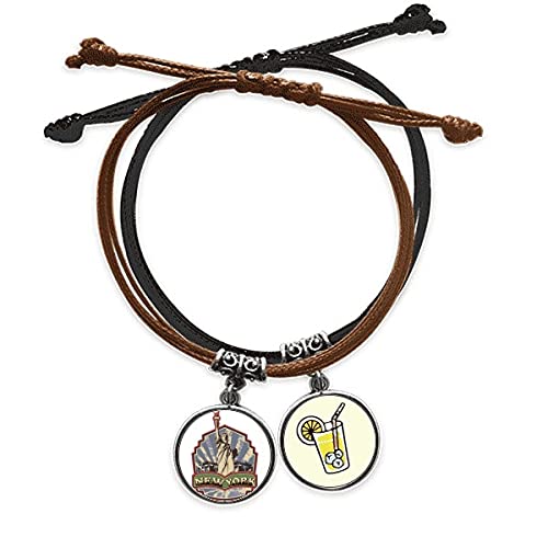 Bracelet street art de New York en corde et cuir véritable pour style graffiti urbain chic